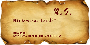 Mirkovics Izsó névjegykártya